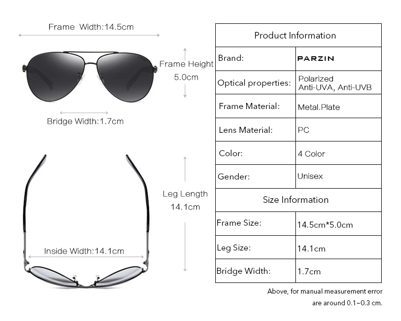 Мужские классические холодные солнечные очки PARZIN, высококачественные металлические Авиатор солнцезащитные очки, поляризованные очки для мужчин летом, водители для 8032