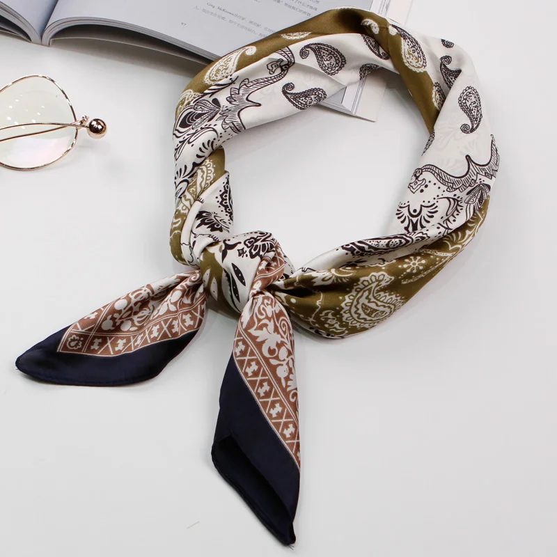 

Fashion Neckerchief Bandana For Head Cute Women Scarf Headband Bag Scarfs Female 70X70cm Luxury Brand Square Scarves For Ladies