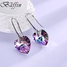 BAFFIN висячие серьги в форме сердца с кристаллами Swarovski для женщин,, серебряные ювелирные изделия для ушей, подарок для друзей