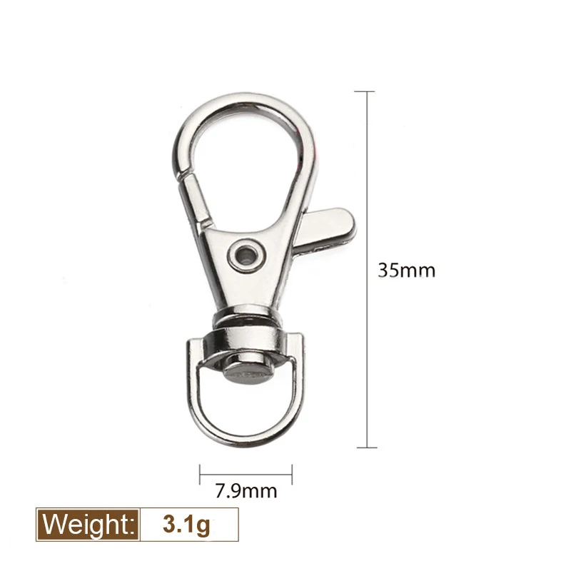 7.9mm 10 шт./упак. металла карабина Поворотный Trigger Пряжка для собак брелок крючки для ключей стопорное кольцо для рукоделия, застежка-краб 6 размеров - Цвет: 7.9mm
