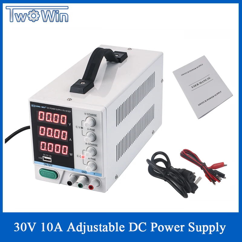 

30V 10A High Precision 4 Bits Digital Display Adjustable DC Power Supply 3010DF Regulated Switching Power Supply 5V 2A USB Port