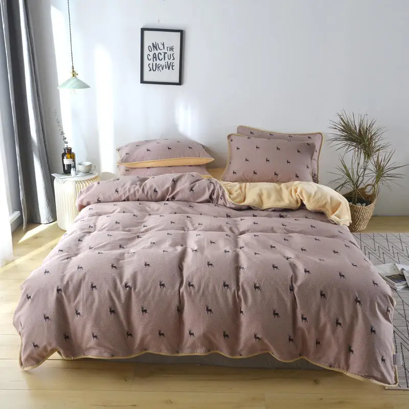 

Winter warm new cotton + flannel quilt cover Bedding Quilt Blanket Comforter Cover Single Double Queen King Free Shipping