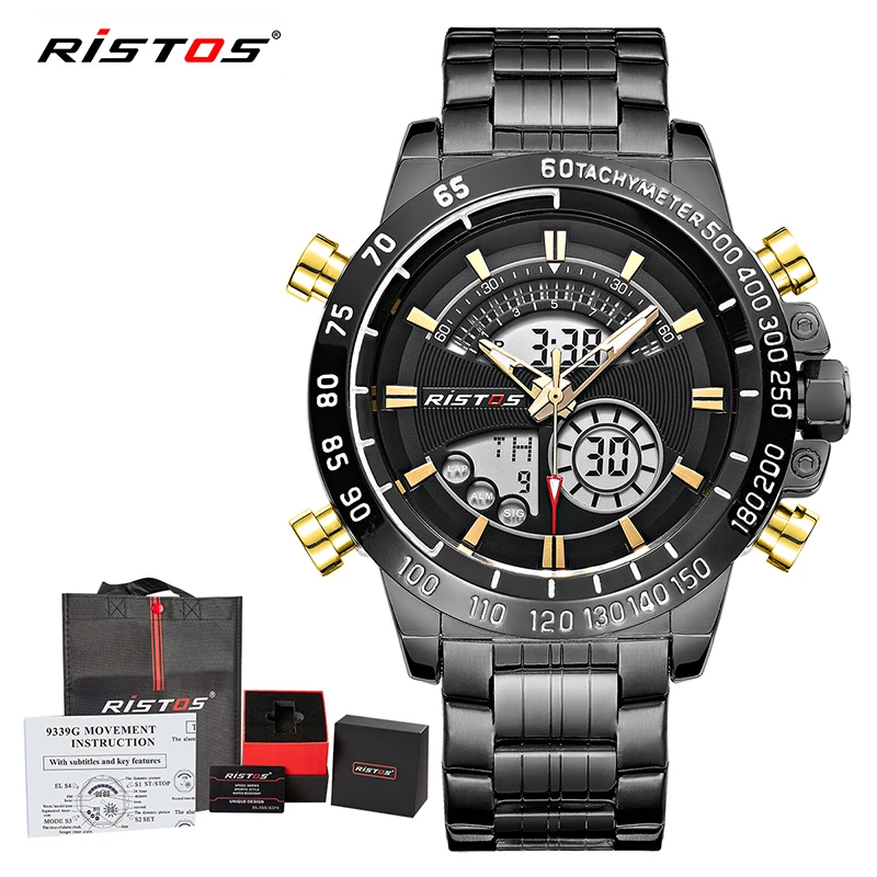 RISTOS Relojes часы мужские модные спортивные кварцевые часы мужские s часы лучший бренд класса люкс Бизнес водонепроницаемые часы Relogio Masculino