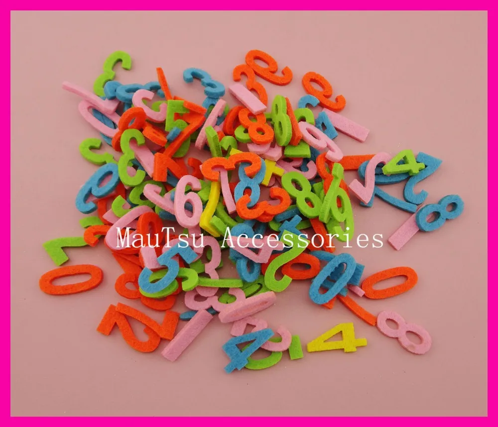 

50PCS 3.0cm height mixed color Chunky Arabic Numerals Patches Appliques,for children learn to read numerals