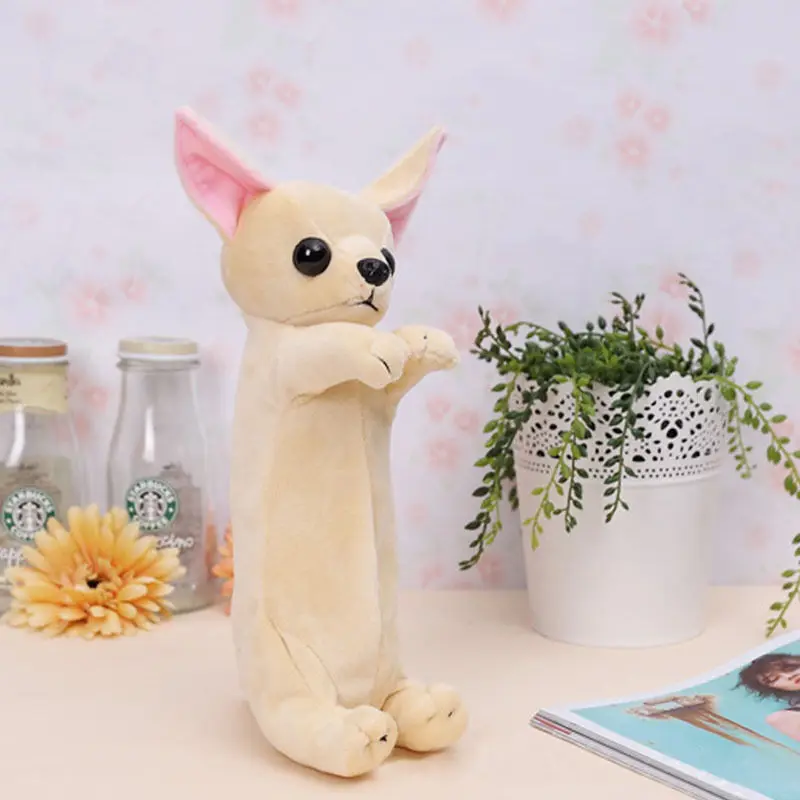

1pc Plush Ji Wawa Dog Pen Bag Cute Animal Shape Studying pens box Pencil Case Coins Makeup Tool Bag