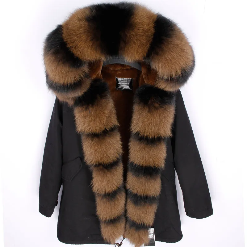 Куртка с натуральным мехом, длинное женское зимнее пальто, парка, Воротник из натурального Лисьего меха, капюшон, подкладка из искусственного меха, модная брендовая уличная одежда - Цвет: color 12