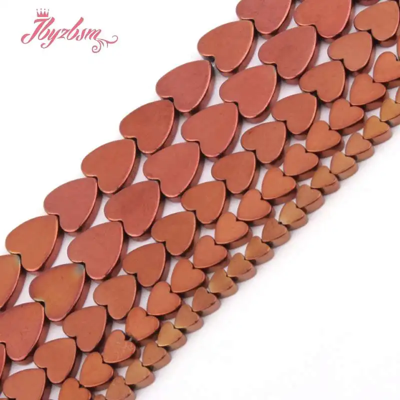 

4,6,8,10mm Smooth Heart Brown Hematite Natural Stone Beads For DIY Necklace Bracelet Earring Jewelry Making 15" Free Shipping
