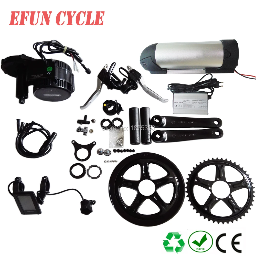 

Free shipping DIY conversion ebike kits Bafang BBS01 36V mid drive motor kits with 36V 11.6Ah ocean bottle down tube battery