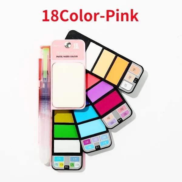 18 Colors Pink Улучшенный 18/25/33/42 Цвета Портативный Твердые акварельные краски в наборе с водяная кисть акварель пигмент для мануального татуажа рисовать товары для рукоделия - Цвет: 18 Colors Pink
