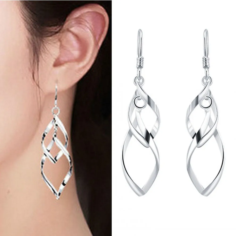 

100% Genuine Real Pure Solid 925 Sterling Silver Dangle Earrings Women Tassel Fringe Fashion Silver Fine Jewelry Female Earrings