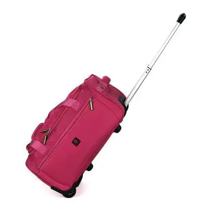 Оксфордская сумка для путешествий на колесиках, водонепроницаемая Дорожная сумка на колесиках, чемодан для путешествий, дорожные сумки на колесиках, сумки на колесиках - Цвет: rose red 22 inch