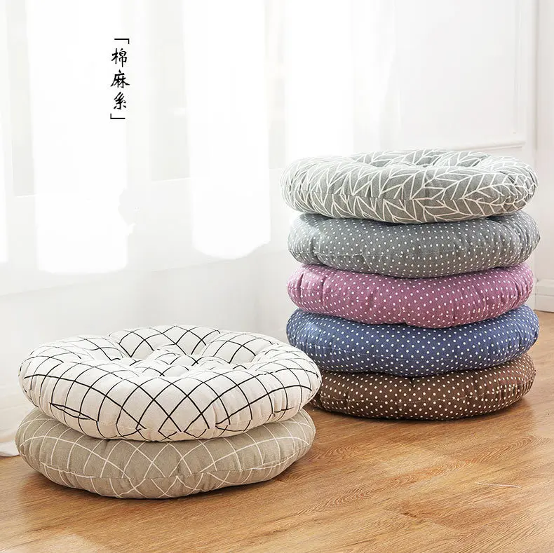 Японский стиль круглая подушка для сиденья для дивана кресла автомобиля домашний декор, татами толстый хлопок лен подушка коврик для ягодиц, Almofadas, 3 размера