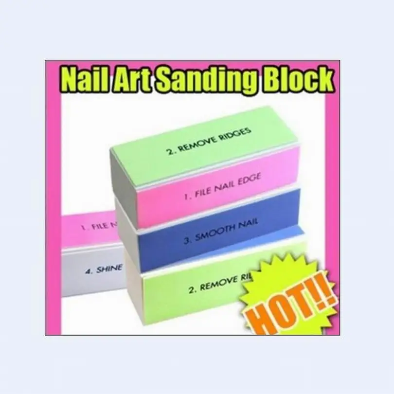

Protable Beauty nail salon series 4sides nail art sanding block buffer sponge emery board for nail tips polishing compound foam