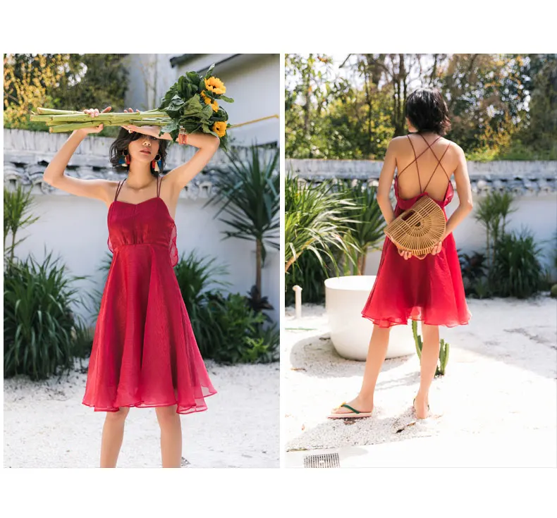 Ограниченное предложение, летнее женское платье, винтажное платье с лямкой через шею и рюшами, женская мода, богемное пляжное Бандажное платье, элегантные красные вечерние платья