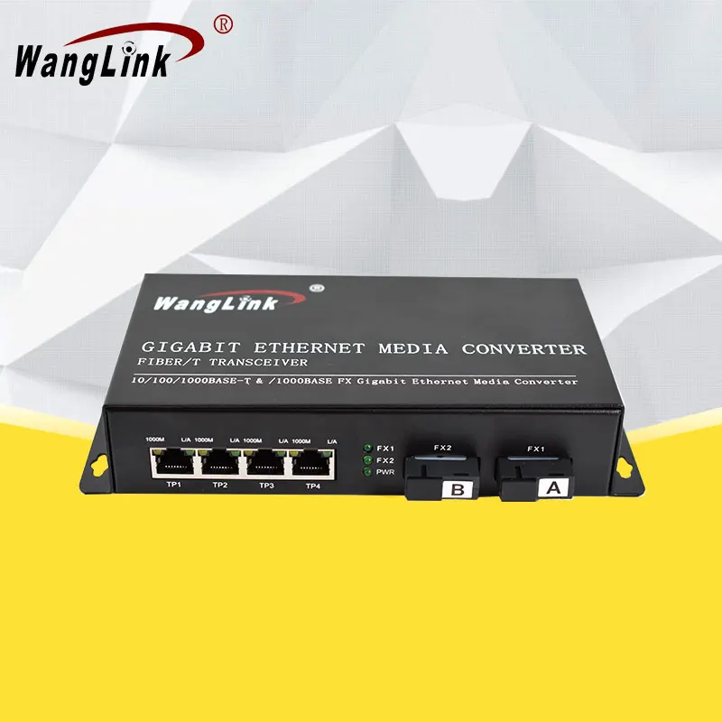 

Gigabit ethernet switch 4port RJ45 2 fiber port single fiber 20KM 1310nm/1550nm media converter Repeater