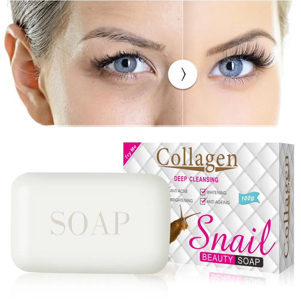 

Pei Mei Effect Snail Essence Soap Collagen Eliminates wrinkles Remove Acne Scar Whitening Anti aging Face Care cleansing Cream