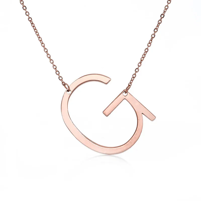 

BOAKO Fashion Letter Necklace Pendants Alfabet Initial Necklaces Rose Gold Color Stainless Steel Choker Jewelry Kolye Collier Z3