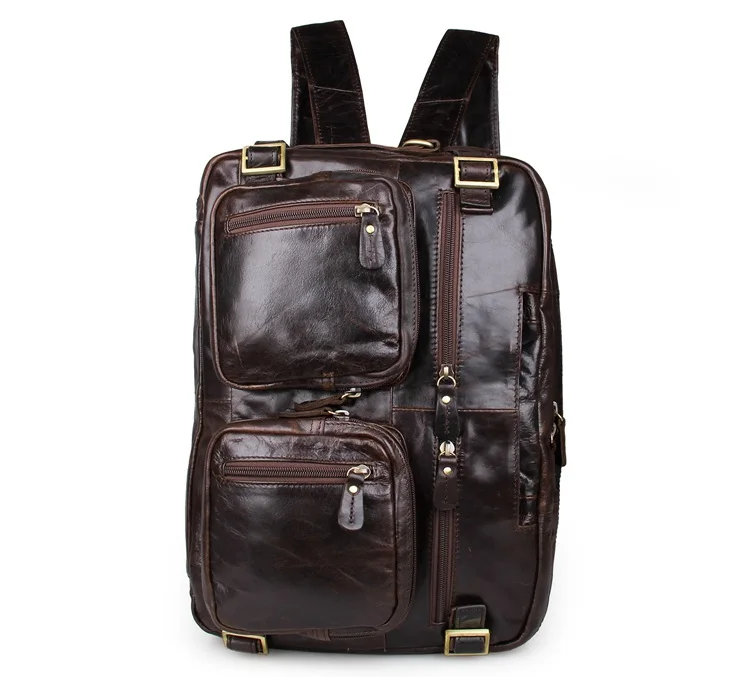 JMD, Оригинальные кожаные стиль, мужская деловая сумка рюкзак шоколадного цвета#7026Q-1
