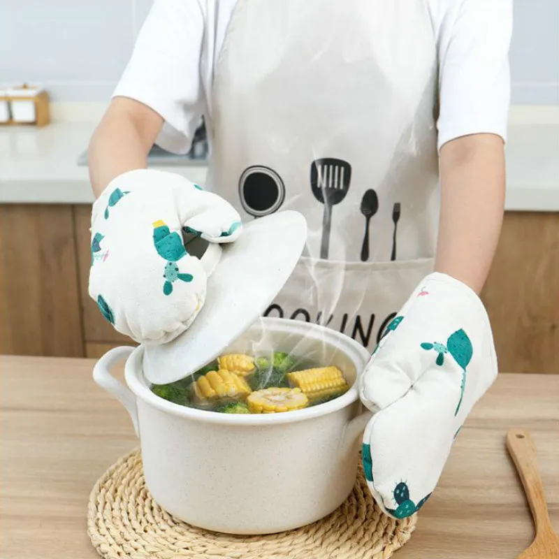 2Pc/set Heatproof Mitten Kitchen Cooking Microwave Oven Mitt Heat