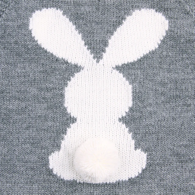 Cute Newborn Baby Boy Girls Bunny Knitting Wool Pom Pom Romper Jumpsuit Easter Outfits Set Sleeveless baby boy girls clothes 5