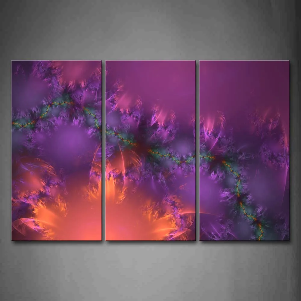

Framed Wall Art Picture Abstract Purple Blue Green Canvas Print Abstract Modern Poster With Wooden Frame For Living Room