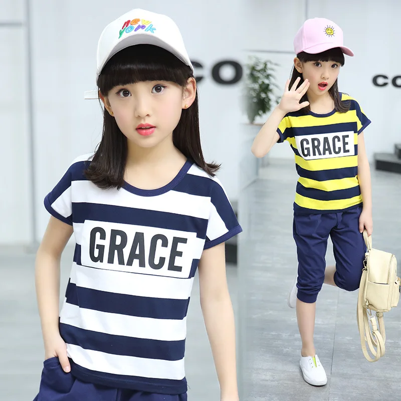Summer Children Clothes Cotton Sport Girls Clothing Sets Fashion Child