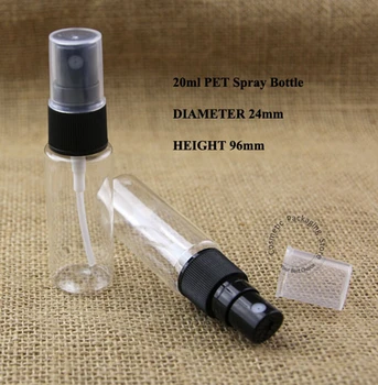 

Wholesale 100pcs/lot 20ml PET Perfume Atomizing Pump Spray Bottle Liquid Plastic Women Cosmetic Container Black Lid Small Pot