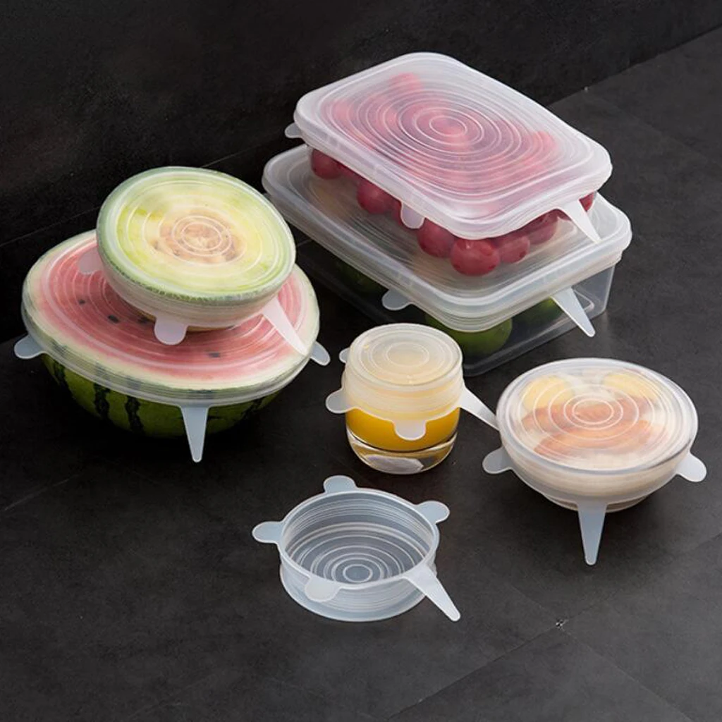 6pcs Silicone Stretch Lids Reusable Lids Covers for Keeping Food Fresh, Perfect for Fruits & Vegetables Cup Bowl