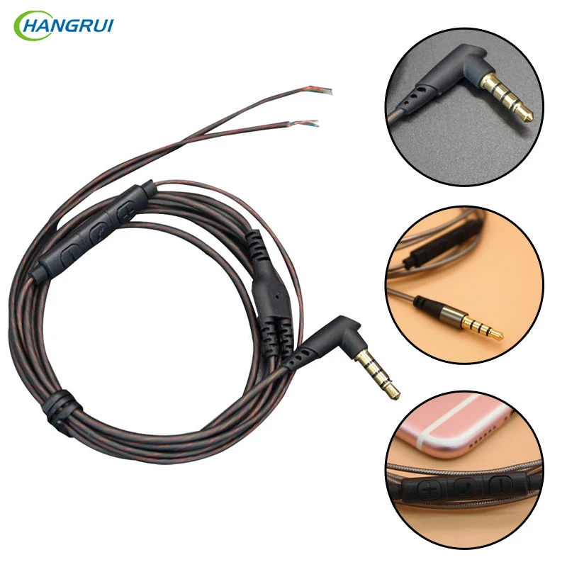 

Hangrui 3.5mm DIY Earphone Audio Cable Replacement Headphone Wire with Microphone Wired Control Headset line Tinned copper wire