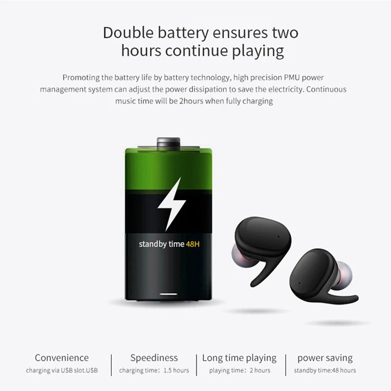 

DOITOP Twins Wireless Earphones TWS Bluetooth Stereo Sport Waterproof Mini Invisible Headset Earbuds Handsfree for iPhone Xiaomi