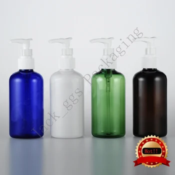 

2017 hot 20pcs/lot 220ml Empty white/brown/blue/green Bottles With Dispenser, Screw Pump Bottles, Shampoo Bath Lotion Bottle