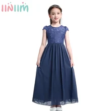 Iiniim/элегантное платье для девочек; летнее платье принцессы на свадьбу; праздничное платье для дня рождения для детей; шифоновое торжественное кружевное платье с цветочным рисунком