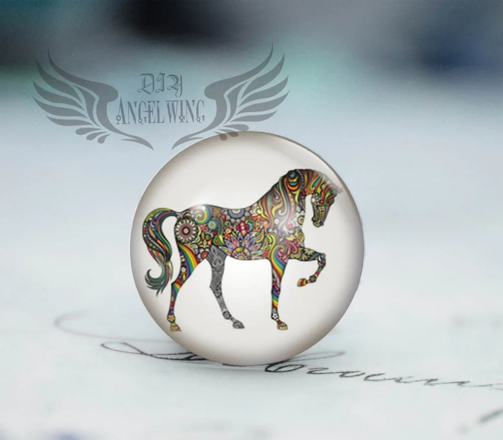 

12-40mm New Fashion Handmade Photo Glass Cabochons horse