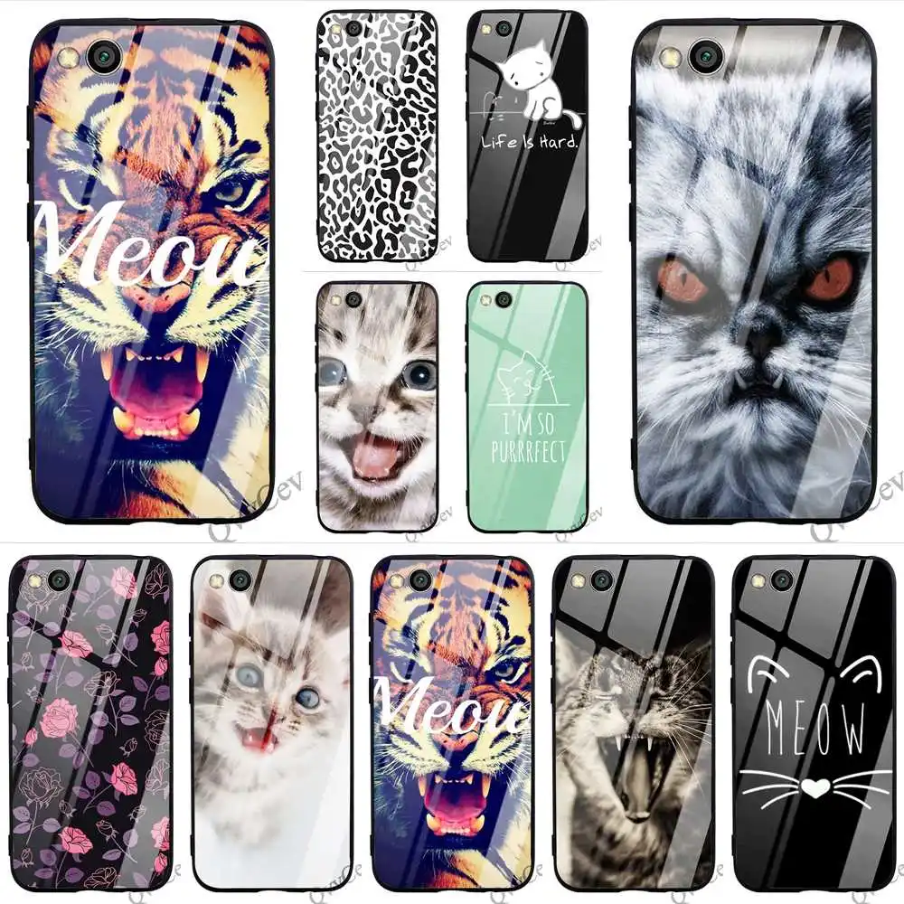 

Pattern Meow Cute Cat Tempered Glass Phone Cover for Xiaomi Mi 8 Case A1 A2 9 F1 Lite Redmi Note 7 Pro 4X 6A 5 6 Shell