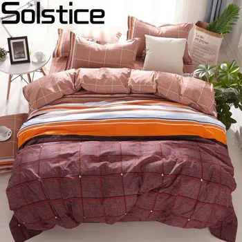 

Solstice Home Textile Orange Chocolate Stripe Duvet Cover Pillowslip Bed Sheet Boy Girl Teen Bedding Linen Sets Twin Full Double