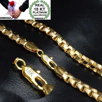 

OMHXZJ Wholesale Personality Fashion Man Male Party Wedding Gift Gold 8MM Box Chain 18KT Gold Chain Necklace NC150