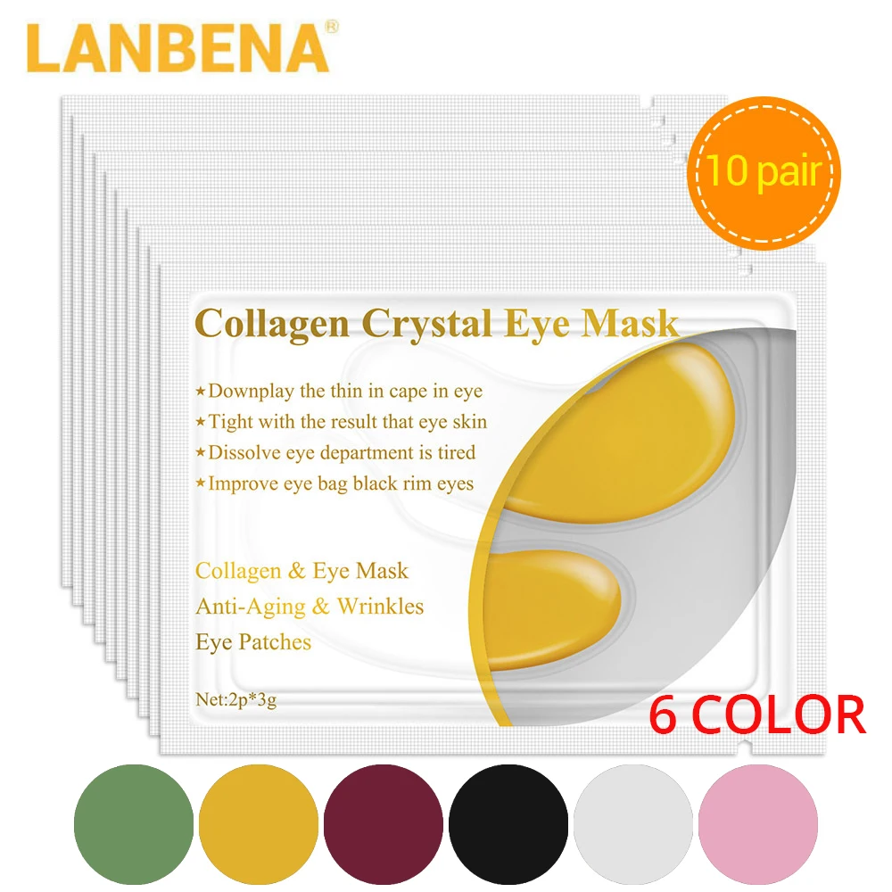

LANBENA 24 K Gold Eye Mask Collagen Face Care Ageless Anti Aging Eye Bags Dark Circles Moisturizing Skin Care 20PCS= 10 Piars