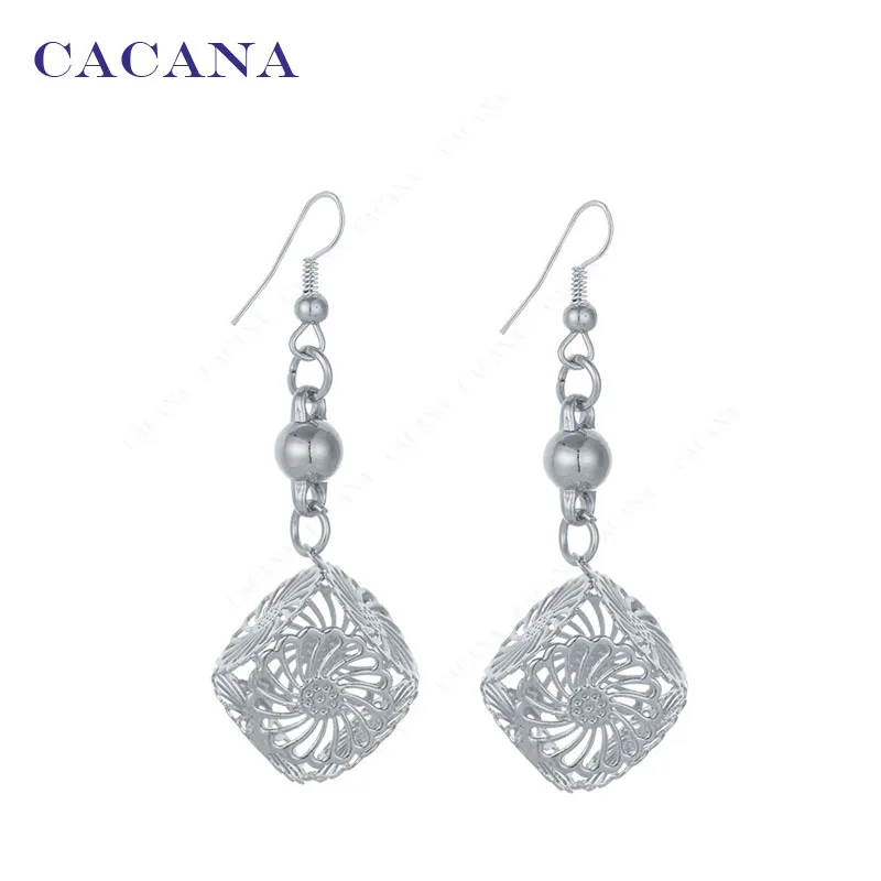 CACANA Dangle Long Earrings For Women CZ Within Cube Top Quality Bijouterie Hot Sale No.A437 A438