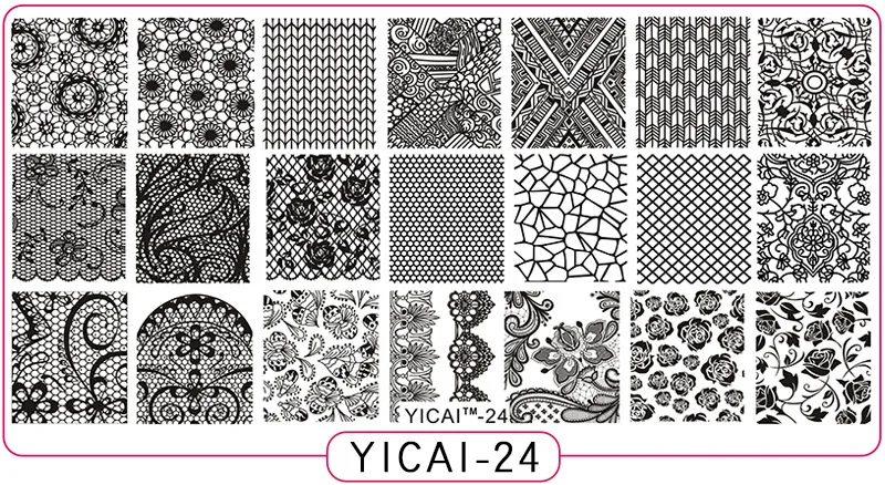 Пластины для стемпинга ногтей yicai, spv, dieshan, штамповочные лаковые пластины для рукоделия, маникюрные шаблоны, трафареты, инструменты для полировки, 1 шт - Цвет: yicai24