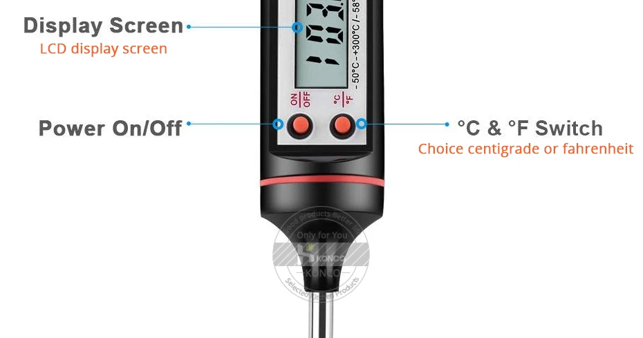 Цифровой термометр KONCO для приготовления мяса, Новое мгновенное чтение с ЖК-экраном, Кухонный Термометр для грилей, барбекю, коптильня, винных инструментов