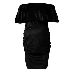 Peridemes платье для беременных Премиум Мягкая костюм из тянущейся ткани для беременных женщины холодное плечо фотографии вечерние Bodycon
