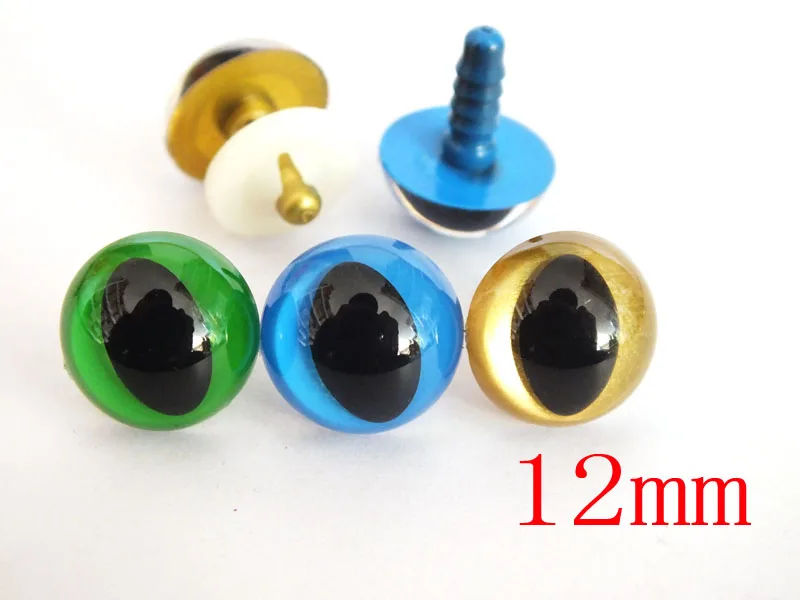 Free Shipping!!60pcs Mixed colors 12mm arrvial toy cat eyes plastic safety eyes beads for doll accessories--Each color 20 PCS 20pairs mixed color gold and dark gray 10 5mm plastic doll round eyes