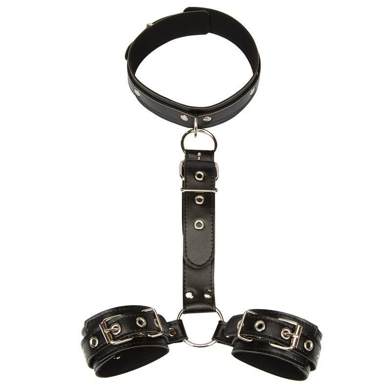 PU кожаный наручник для взрослых рабыня наручники Шея воротник Фетиш связывание для женщин эротическое сексуальное женское белье наручный ремень удерживающий Babydoll