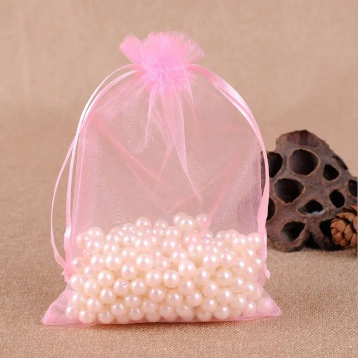 100 шт./лот 35x50 см(14 ''x 20'') 22 цвета большой размер большие мешки из органзы на шнурке сумки для рождественской свадьбы подарок упаковка мешок - Цвет: Розовый