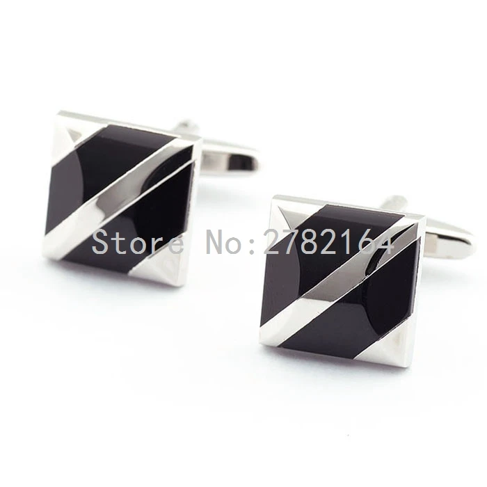 A square black cufflinks men's shirts cufflinks cuff free shippingin