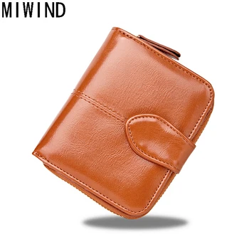 

MIWIND Leather Women Short Wallets Ladies Fashion Small Wallet Coin Purse Female Wallet leather multifunction Money Bag TDK1117