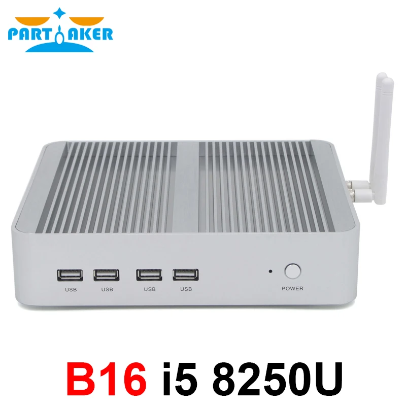 Partaker B16 Intel Core i5 8250U DDR4 Fanless Mini PC WIN10 Mini PC Windows10 With HDMI VGA USB