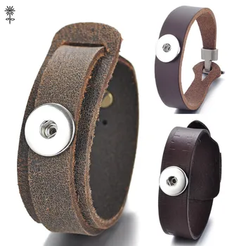 

Wholesale 10pcs Snap Button Bracelet Leather Wrap Bangle Charms Diy Jewelry fits 18 mm 12 mm Metal Snap Buttons for Female Gift