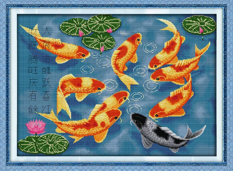 Surplus Year After Year 8 Fishes Cross Stitch Kit 14ct 11ct Pre Stamped Canvas Embroidery Diy Handmade Needlework Package Aliexpress