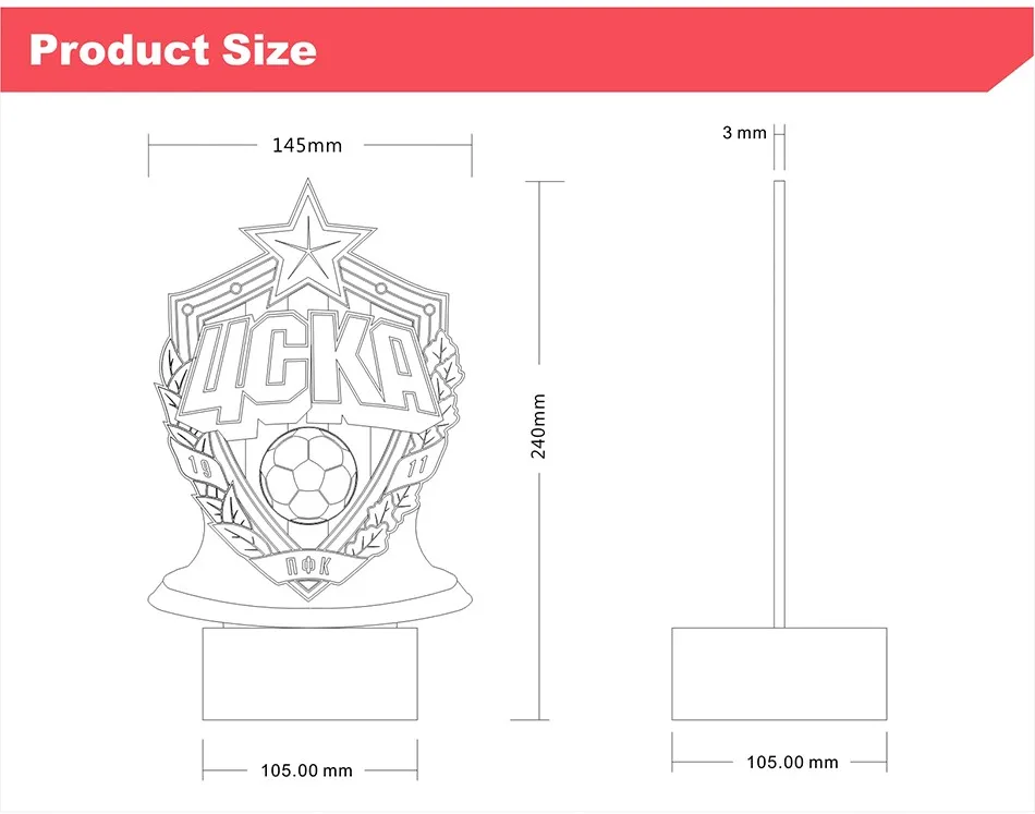 CNHIDEE Innovative Football 3D Night Lights for Russia cska Club Seven Colors RGB Led Touch Lamp as Creative Gifts Lampara USB (4)